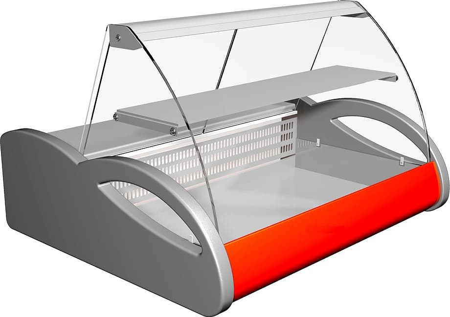 Витрина холодильная Carboma A87 SM 1,0-1 0011-3020 (ВХС-1,0 Арго) бок. сер декор красный