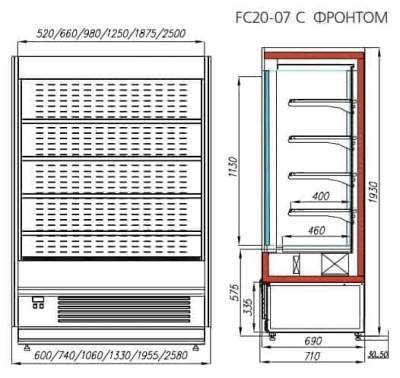 Горка холодильная Carboma FC20-07 VV 1,0-1 (распашные двери)