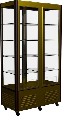 Витрина холодильная CARBOMA D4 VM 800-1 0109-0102 (R800C Люкс) 2 дв, решетки, корич-зол