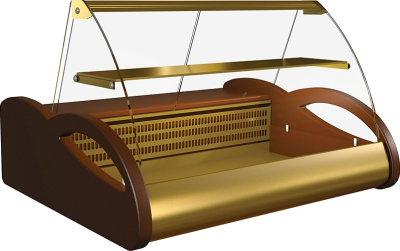 Витрина холодильная Carboma A87 SM 1,5-1 0012-1036 (ВХС-1,5 Арго Люкс) бок корич, декор зол